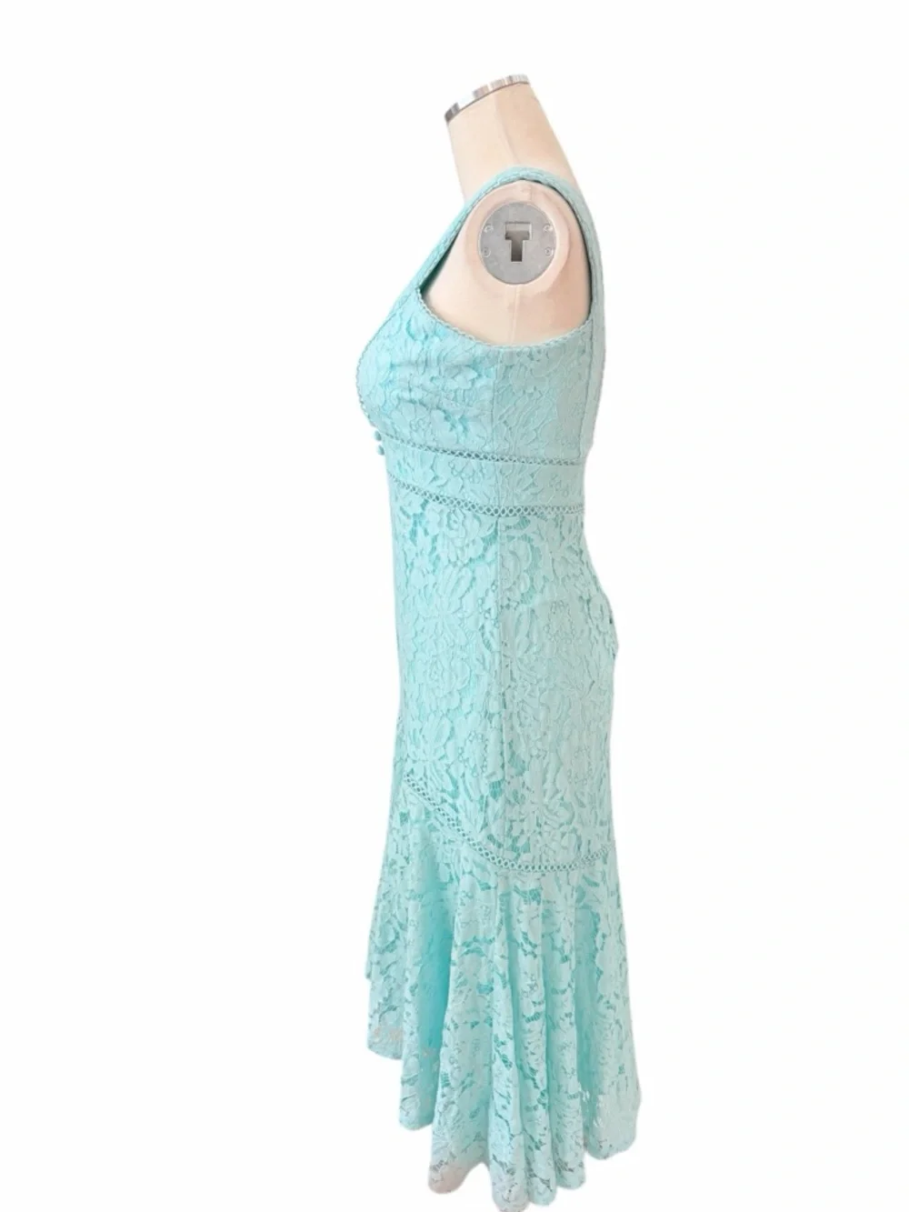 TAYLOR Sleeveless Lace High-Low Dress in Light Blue Sz 2